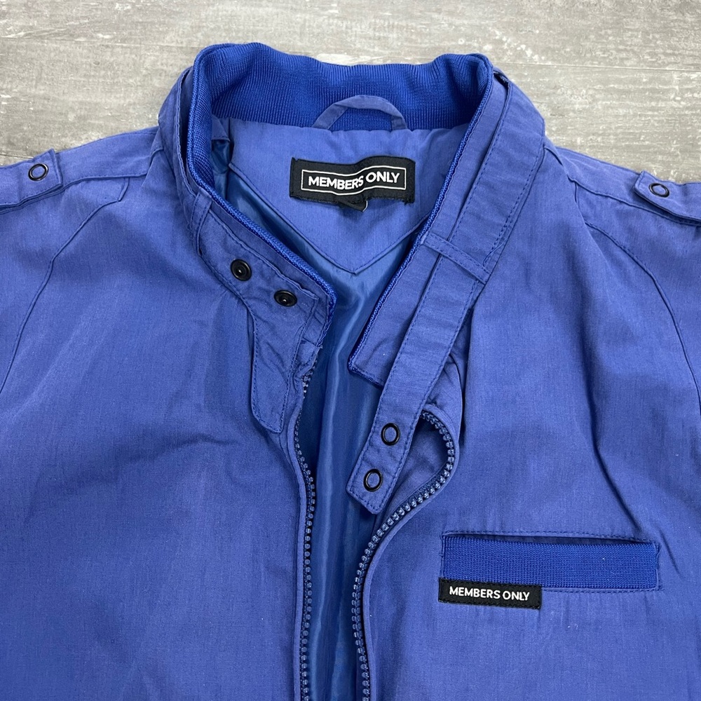 Members Only Solid Blue Light Jacket Coat Xl - image 2